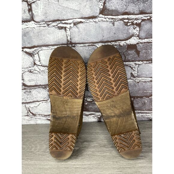 Sanita Brown Nubuck Leather Round Clogs Wooden Heel Shoes Women Sz 40EU/9.5M US - Picture 10 of 16